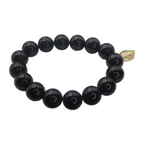 Handcrafted Black glass bead Gold-Tone Bracelet